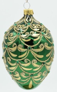 Glass Christmas Ornament Shiny Green