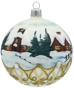 Glass Christmas Ornament Landscape Matt White