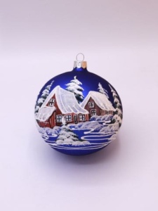 Glass Christmas Ornament Landscape Matt Green