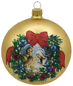 Glass Christmas Ornament Landscape Shiny Green