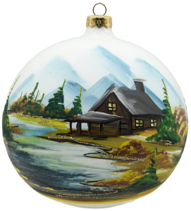 Glass Christmas Ornament Landscape Matt White