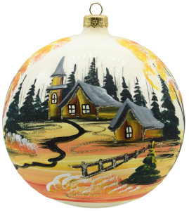 Glass Christmas Ornament Landscape Pearl White