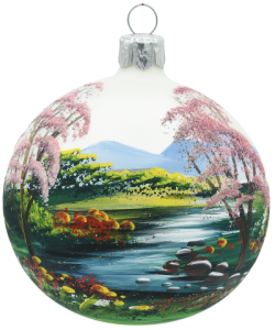 Glass Christmas Ornament Landscape Matt White