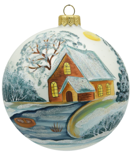 Glass Christmas Ornament Landscape Matt White