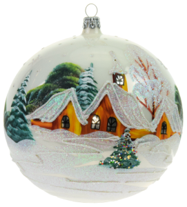 Glass Christmas Ornament Landscape Shiny White