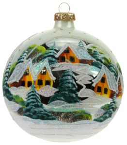 Glass Christmas Ornament Landscape Shiny White
