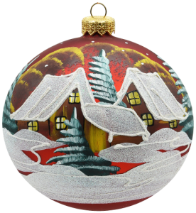 Glass Christmas Ornament Landscape Matt Red
