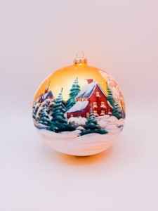 Glass Christmas Ornament Landscape Matt Gold