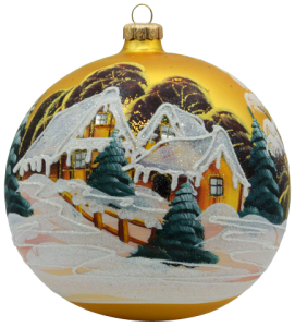 Glass Christmas Ornament Landscape Matt Gold