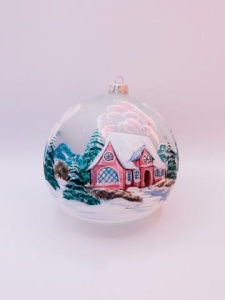 Glass Christmas Ornament Landscape Matt White