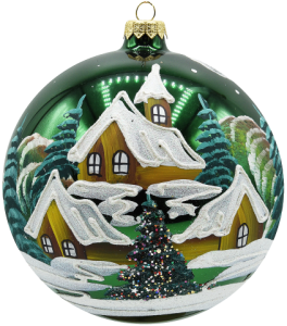 Glass Christmas Ornament Landscape Shiny Green