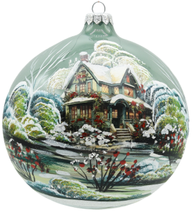 Glass Christmas Ornament Landscape Shiny Eucalyptus