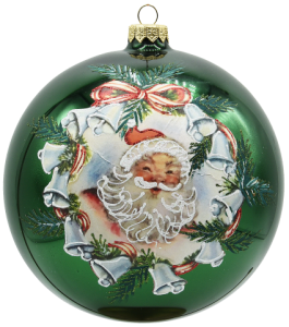 Glass Christmas Ornament Landscape Shiny Green