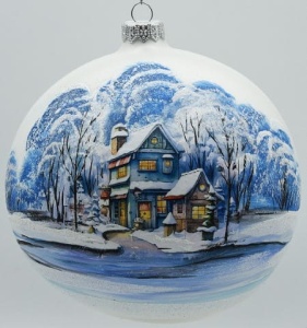 Glass Christmas Ornament Landscape Matt White