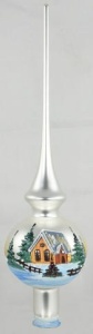 Glass Christmas Ornament Landscape Matt Silver