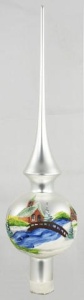 Glass Christmas Ornament Landscape Matt Silver