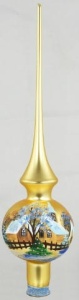 Glass Christmas Ornament Landscape Matt Gold