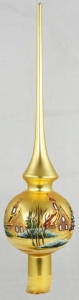 Glass Christmas Ornament Landscape Matt Gold