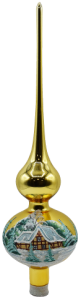 Glass Christmas Ornament Landscape Shiny Gold