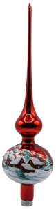 Glass Christmas Ornament Landscape Shiny Red