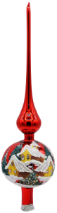 Glass Christmas Ornament Landscape Shiny Red