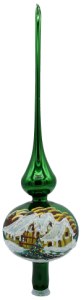 Glass Christmas Ornament Landscape Shiny Green
