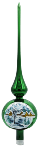 Glass Christmas Ornament Landscape Shiny Green