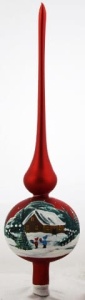 Glass Christmas Ornament Landscape Matt Red