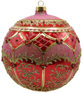 Glass Christmas Ornament Shiny Coral