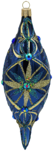 Glass Christmas Ornament Shiny Navy Blue