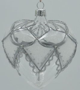 Glass Christmas Ornament Transparent Silver