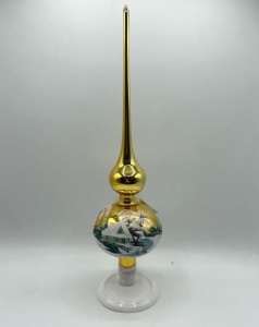 Glass Christmas Ornament Landscape Shiny Gold