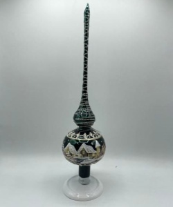 Glass Christmas Ornament Landscape Shiny Bottle Green