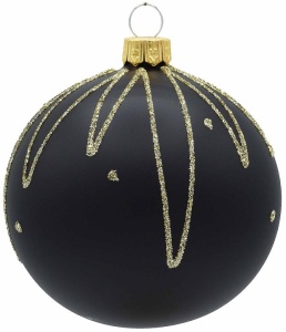 Glass Christmas Ornament Shiny Black