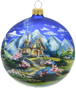 Glass Christmas Ornament Landscape Matt Royal Blue