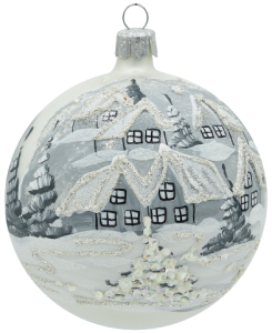 Glass Christmas Ornament Landscape Matt White