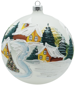 Glass Christmas Ornament Landscape Matt White