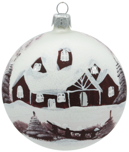 Glass Christmas Ornament Landscape Matt White