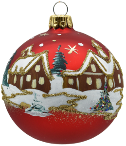 Glass Christmas Ornament Landscape Matt Red