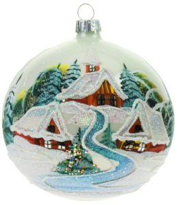 Glass Christmas Ornament Landscape Shiny White