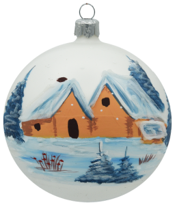 Glass Christmas Ornament Landscape Matt White