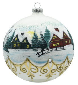 Glass Christmas Ornament Landscape Shiny White