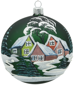 Glass Christmas Ornament Landscape Matt Green