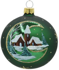 Glass Christmas Ornament Landscape Matt Green