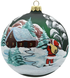 Glass Christmas Ornament Landscape Matt Green