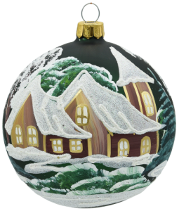 Glass Christmas Ornament Landscape Matt Green