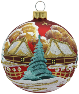 Glass Christmas Ornament Landscape Matt Red