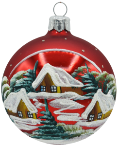 Glass Christmas Ornament Landscape Matt Red
