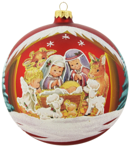 Glass Christmas Ornament Landscape Matt Red