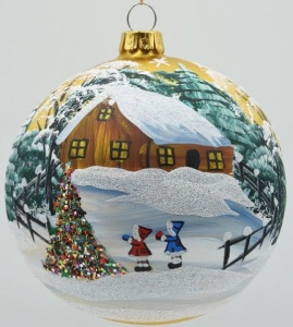 Glass Christmas Ornament Landscape Matt Gold